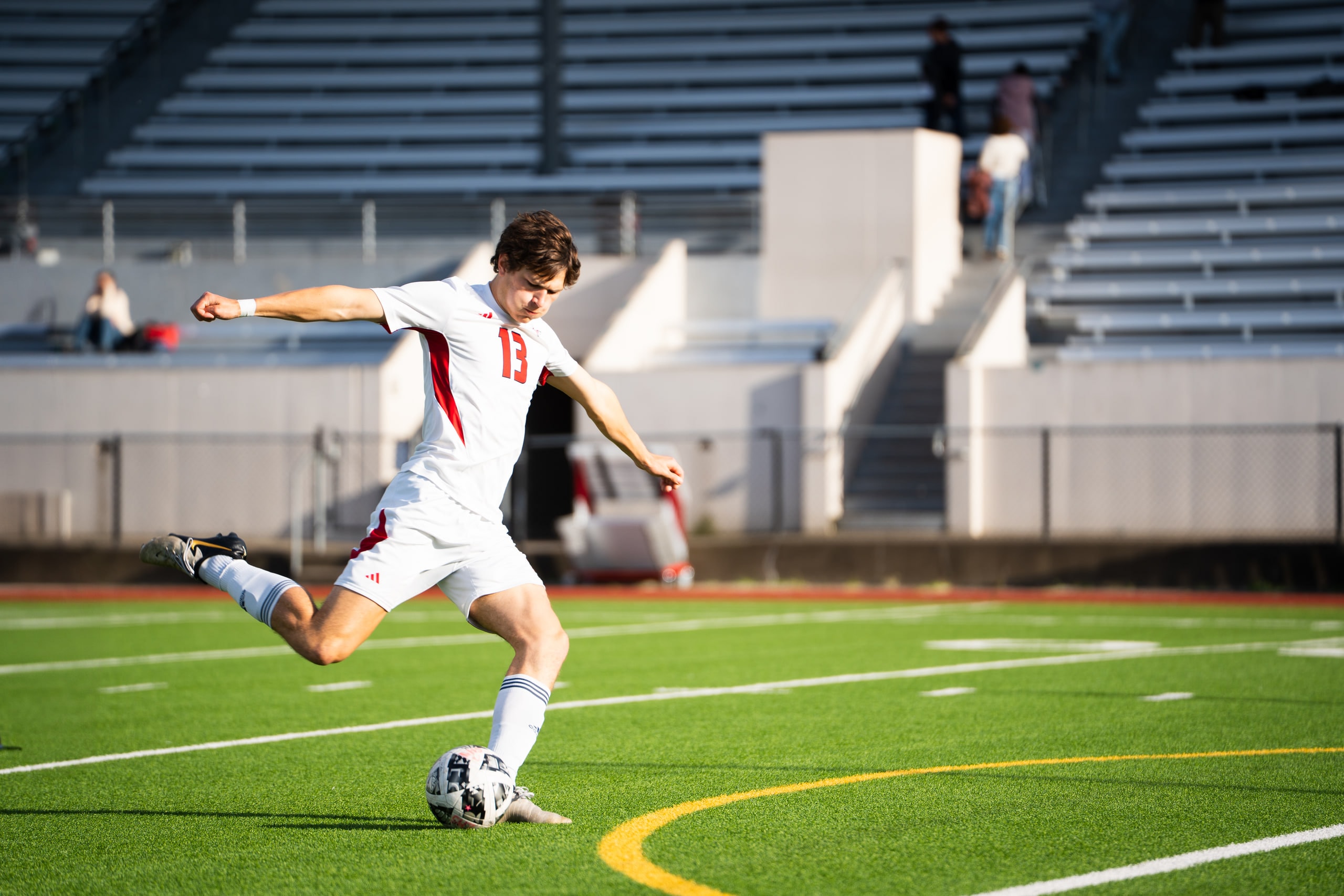 A player following through on a shot